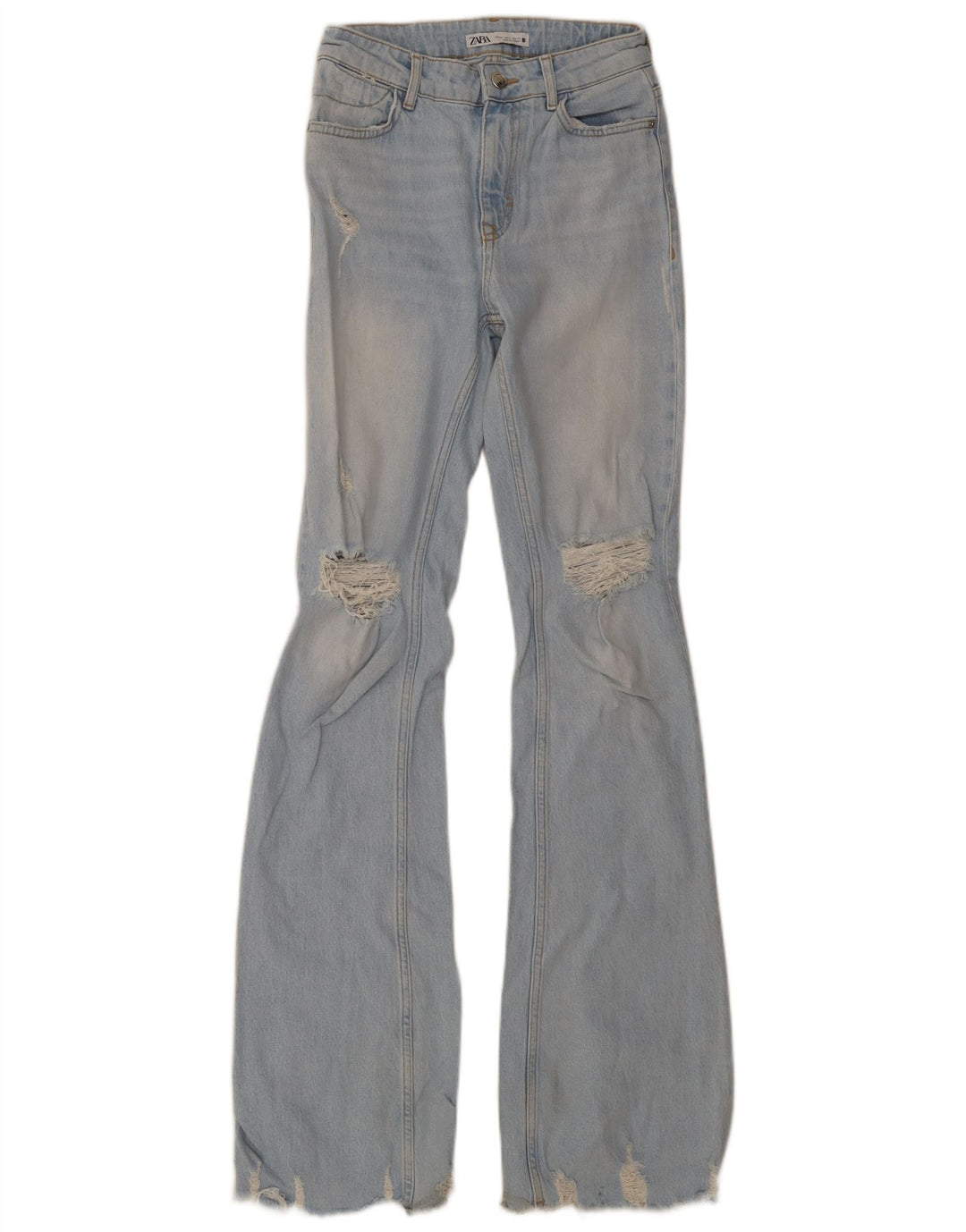 Zara Jean évasé vieilli pour femme Taille 34 2XS W24 L36 Bleu