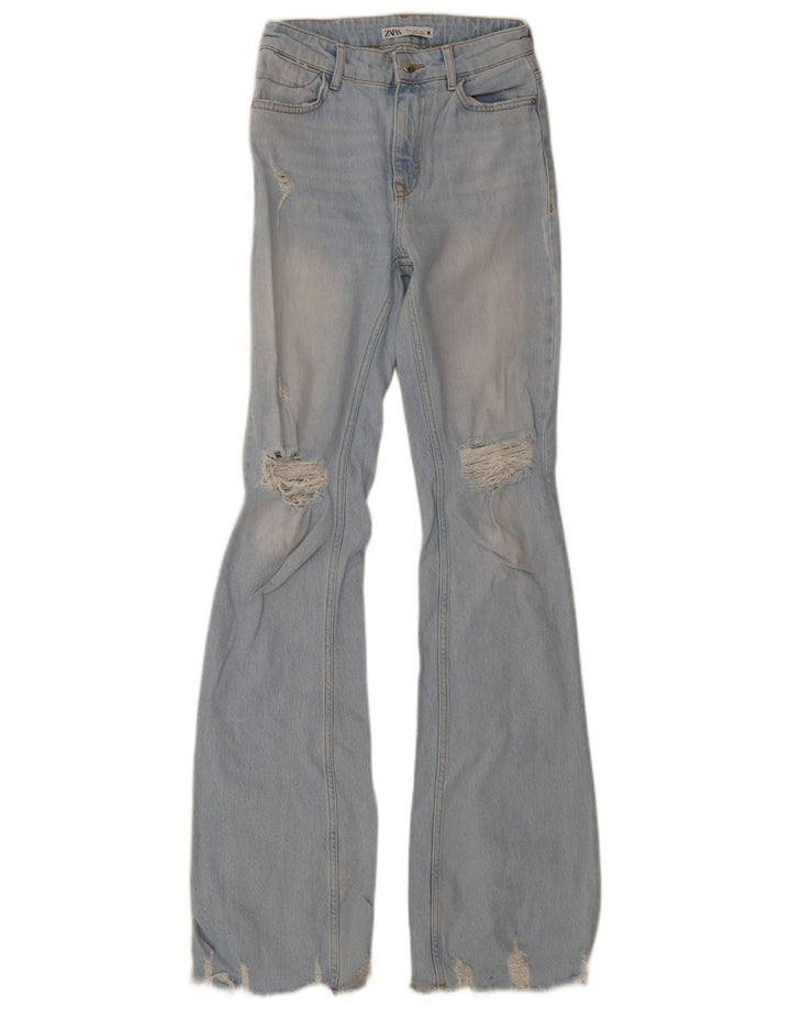 Zara Jean évasé vieilli pour femme Taille 34 2XS W24 L36 Bleu