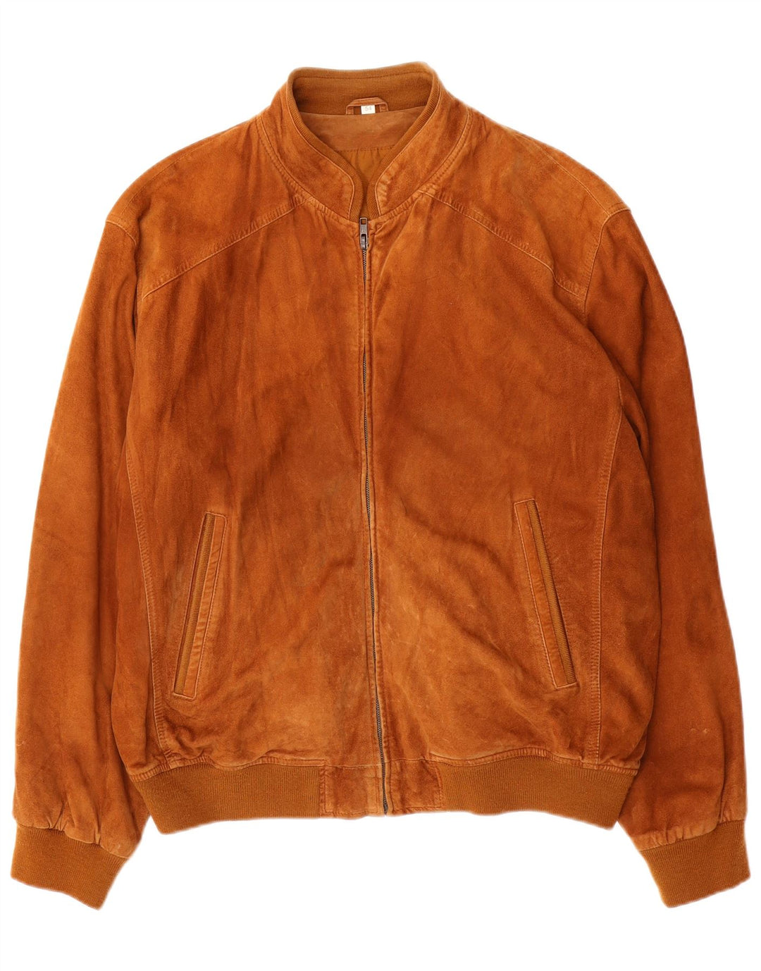 VINTAGE Veste Bomber En Daim Homme IT 54 2XL Cuir Beige