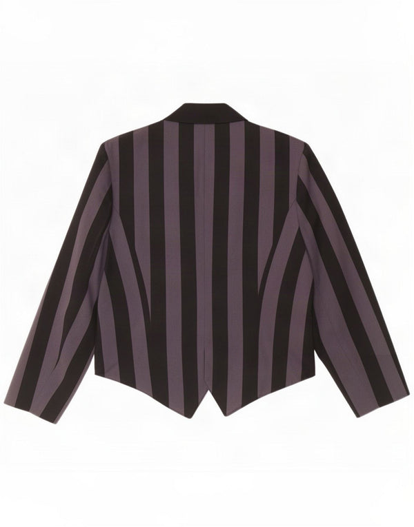 Vintage Blazer croisé pour femme UK 14 Large Noir Rayé