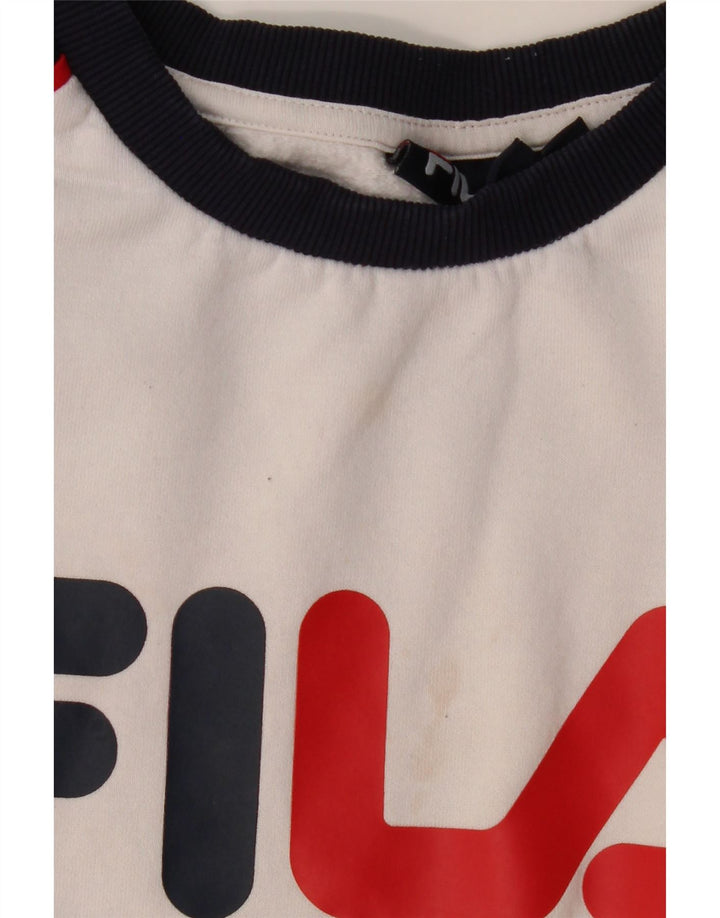 FILA Sweat-shirt graphique pour hommes, grand, en coton color block blanc