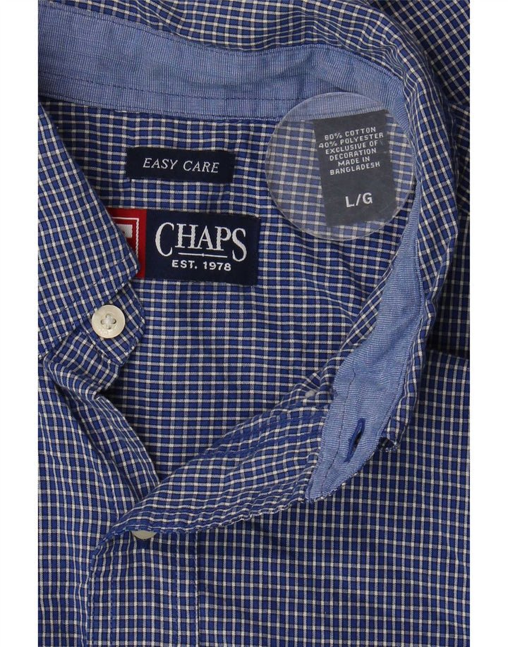 Chaps Chemise Homme Facile d'entretien Grand Carreau Bleu Coton