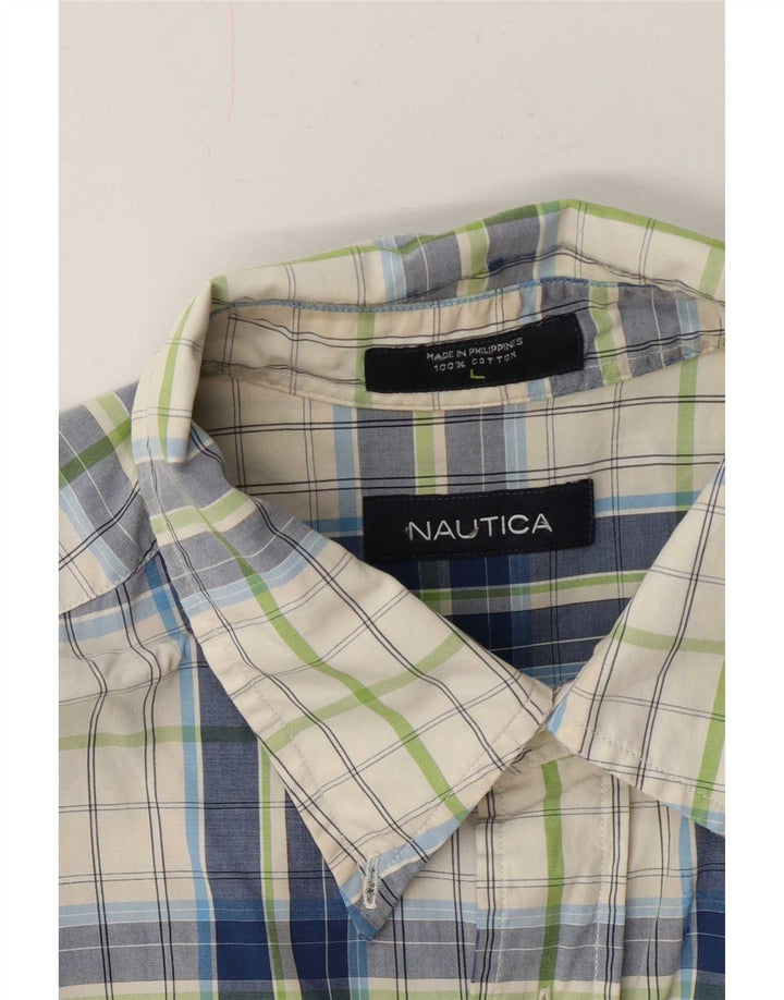 Nautica Chemise à manches courtes pour homme en coton à carreaux multicolores