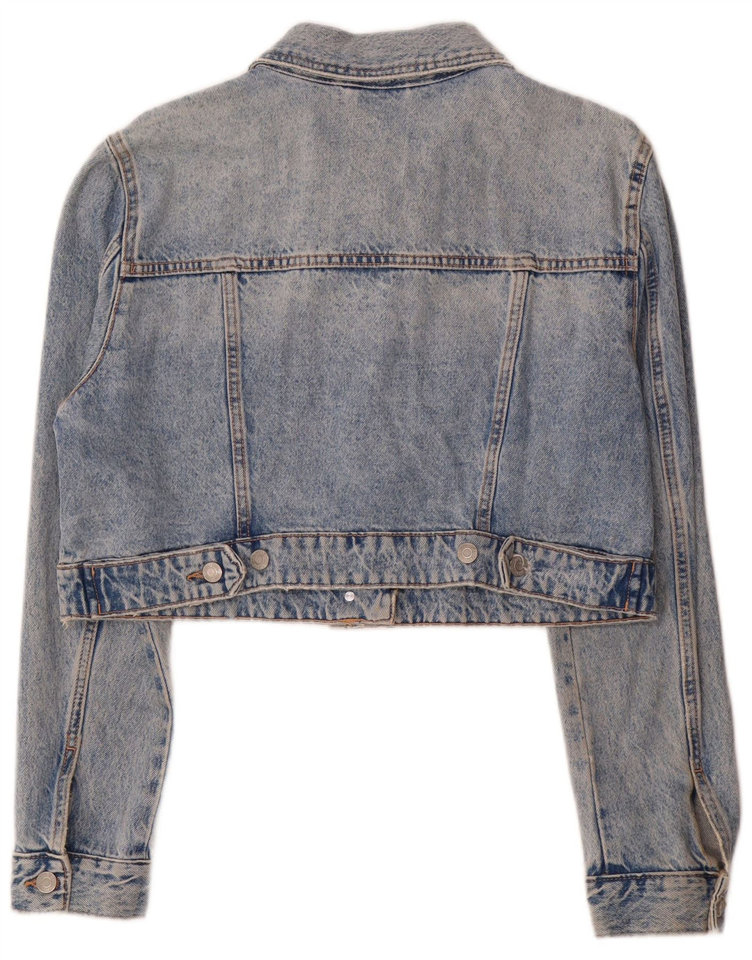 Zara Womens Crop Denim Jacket UK 16 Grand Bleu Coton