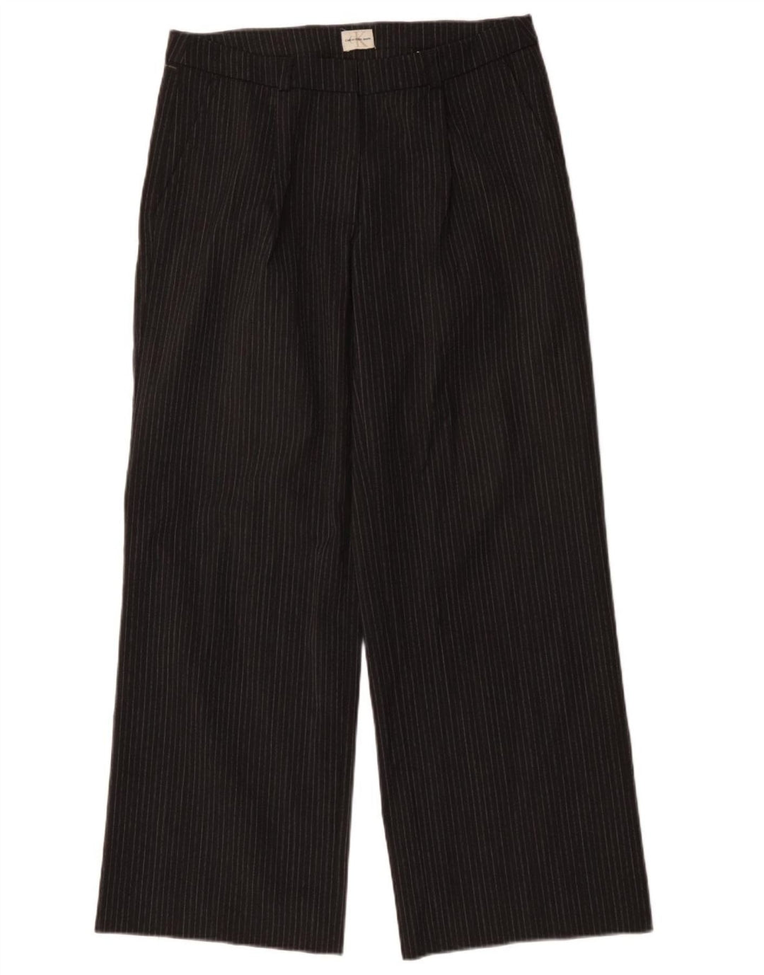 CALVIN KLEIN Pantalon Chino Droit Femme W30 L31 Gris Rayé Polyester