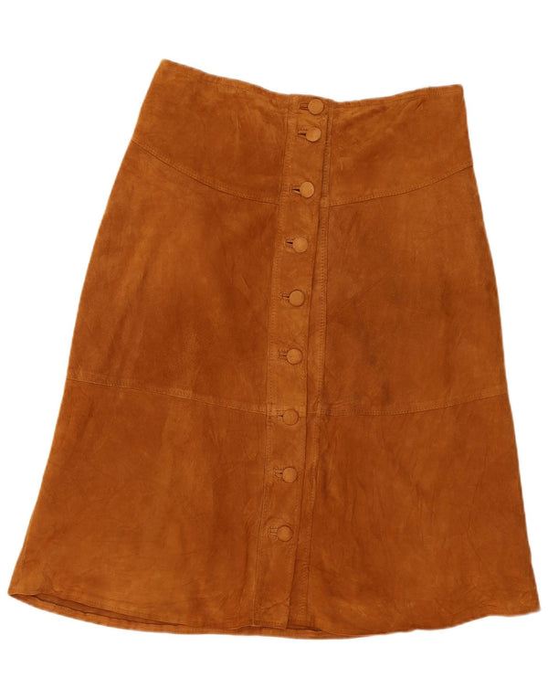 jupe trapèze en daim femme vintage W36 XL Beige