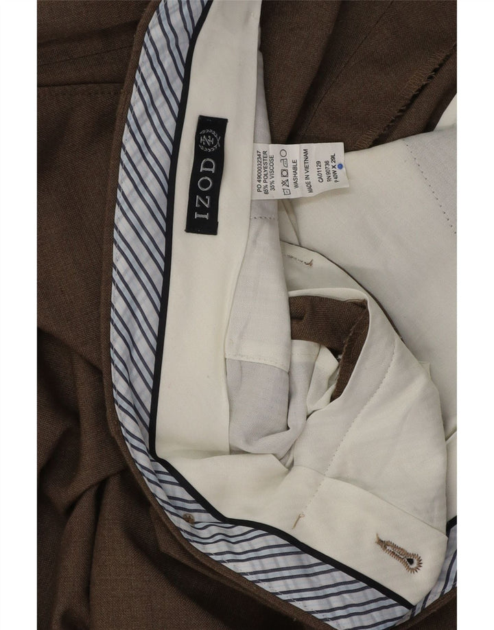 Izod Pantalon de Costume Droit Homme W40 L29 Marron Polyester