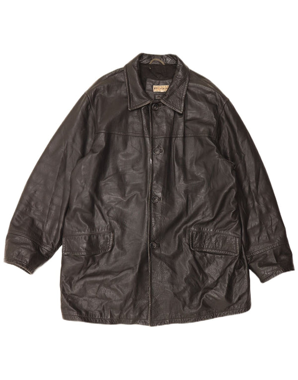 veste en cuir homme vintage UK 44 2XL Noir