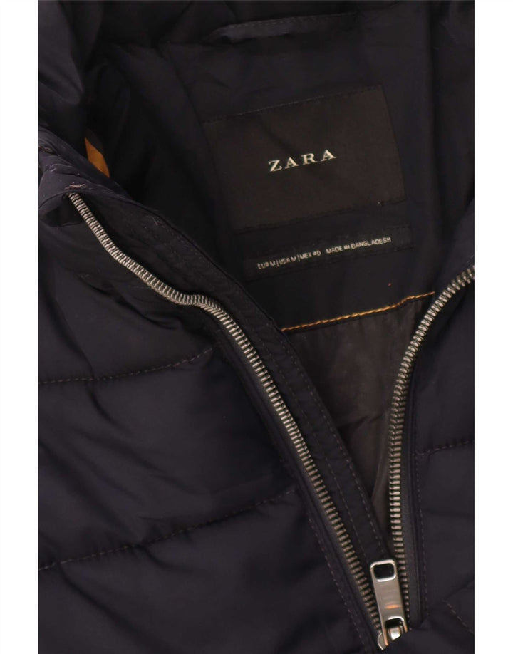 Zara Veste matelassée à capuche pour homme UK 38 Bleu marine moyen