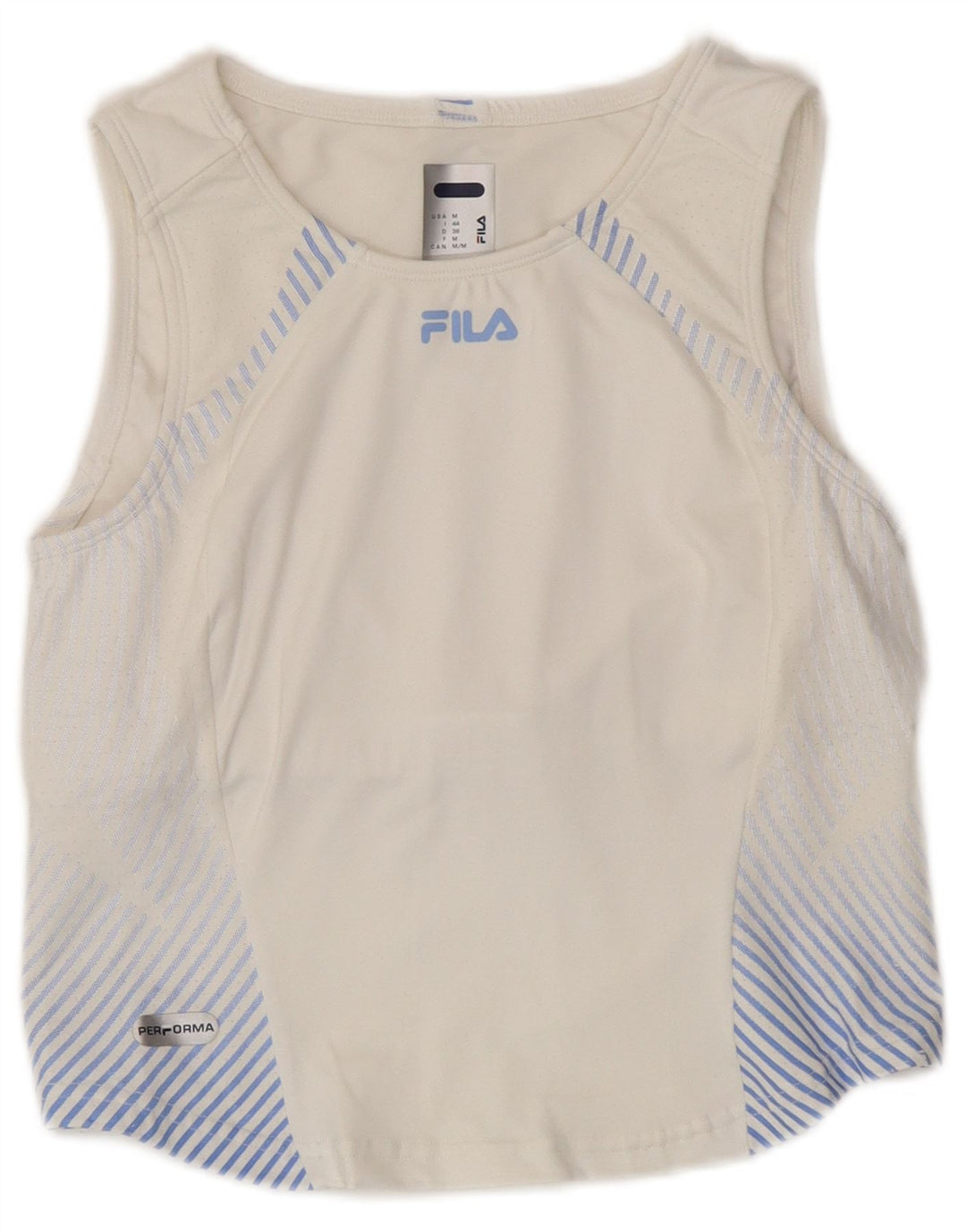 FILA Femme Débardeur IT 44 Medium Blanc Rayé Polyamide