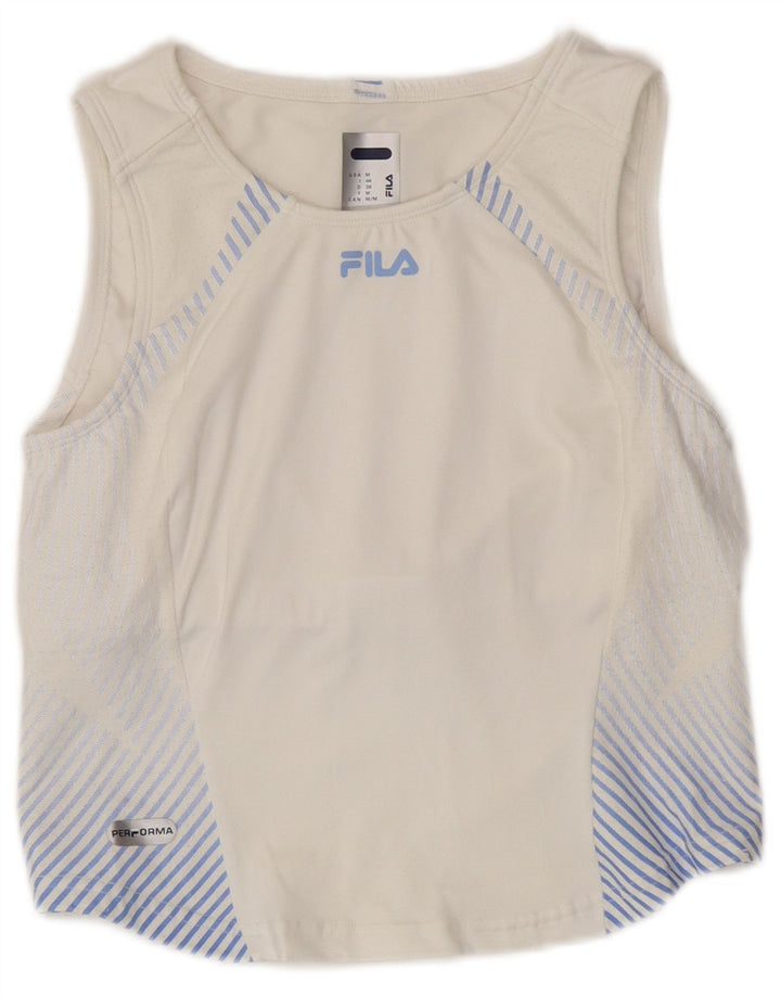 FILA Femme Débardeur IT 44 Medium Blanc Rayé Polyamide