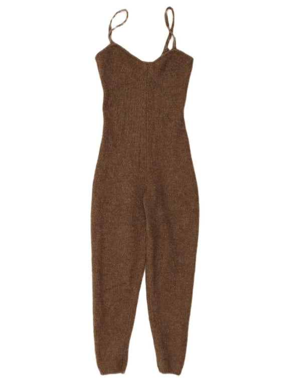 Zara Combinaison sans manches en tricot pour femme UK 8 Petit Acrylique Marron