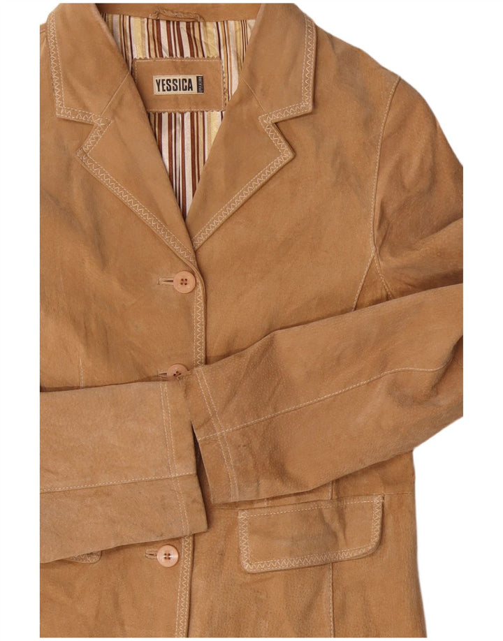 Yessica Veste blazer en daim à 4 boutons pour femme UK 14 Marron moyen