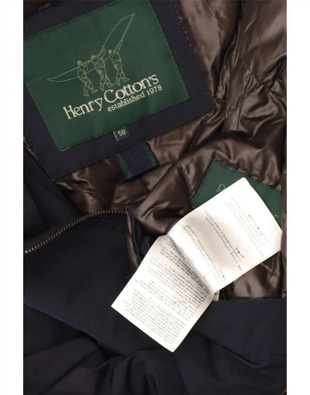 Henry Cottons Manteau rembourré pour homme IT 50 Large Bleu marine en coton