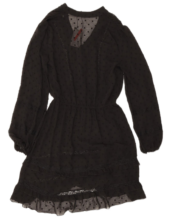 Oasis Robe à manches longues pour femme UK 8 Small Noir à pois