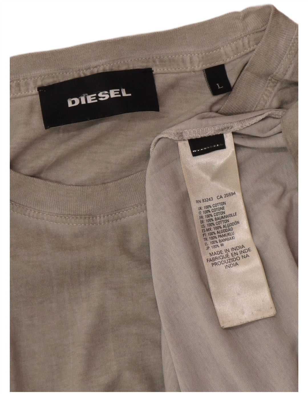 Diesel Homme T-Shirt Top Large Gris Coton