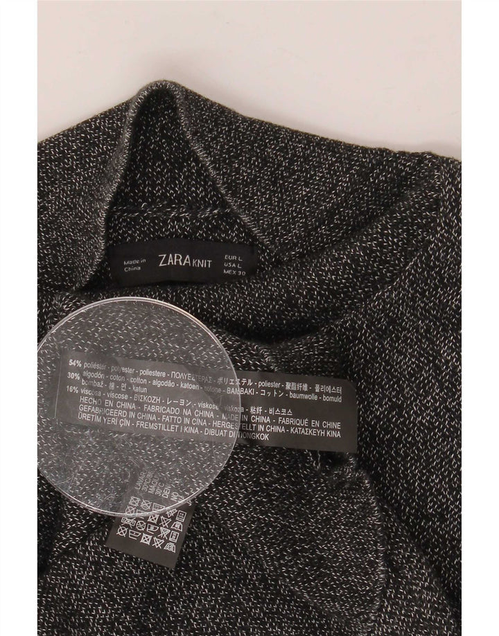 Zara Womens Regular Blouse Top UK 16 Large Gris Moucheté Polyester