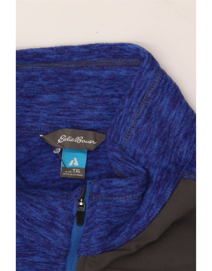 EDDIE BAUER Mens Zip Neck Fleece Jumper XL Blue Flecked Polyester Vintage Eddie Bauer and Second-Hand Eddie Bauer from Messina Hembry 