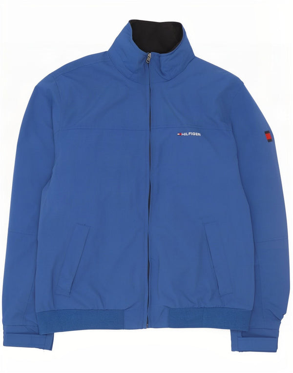 Tommy Hilfiger Veste de pluie à capuche graphique pour homme UK 42 XL Bleu Nylon