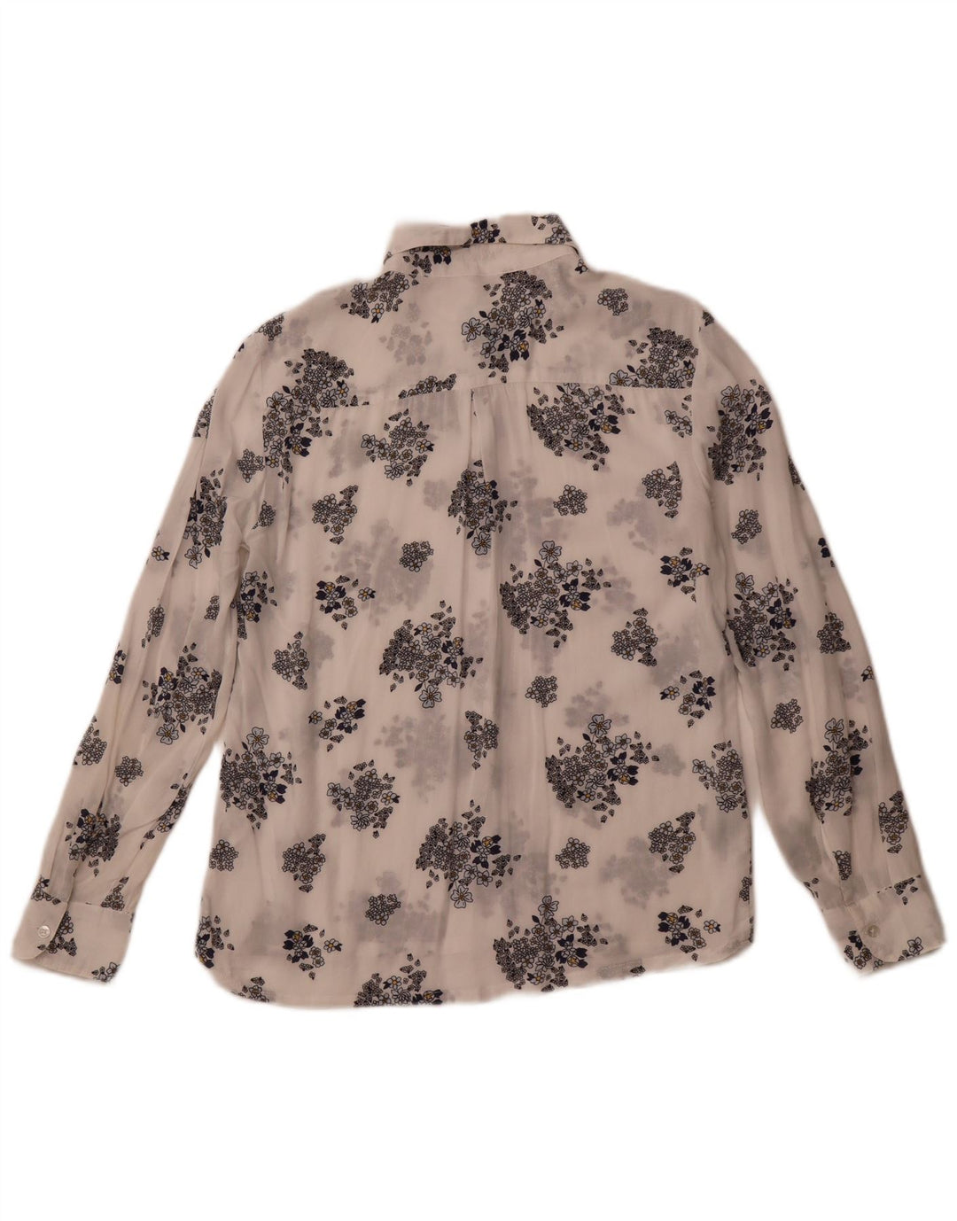 BENETTON Chemise transparente pour femme UK 6 XS Blanc Floral Modal