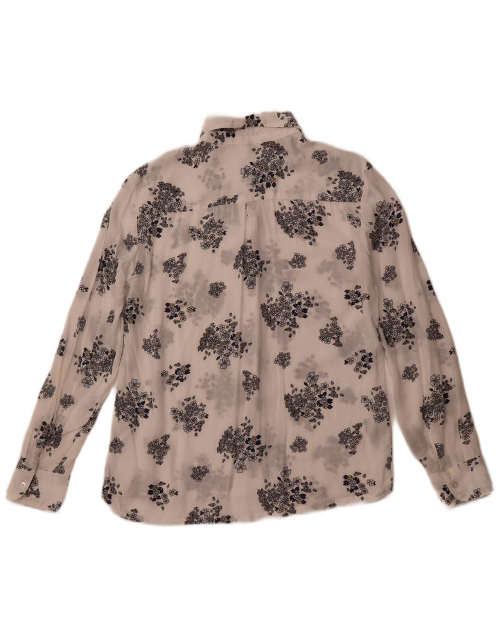 BENETTON Chemise transparente pour femme UK 6 XS Blanc Floral Modal