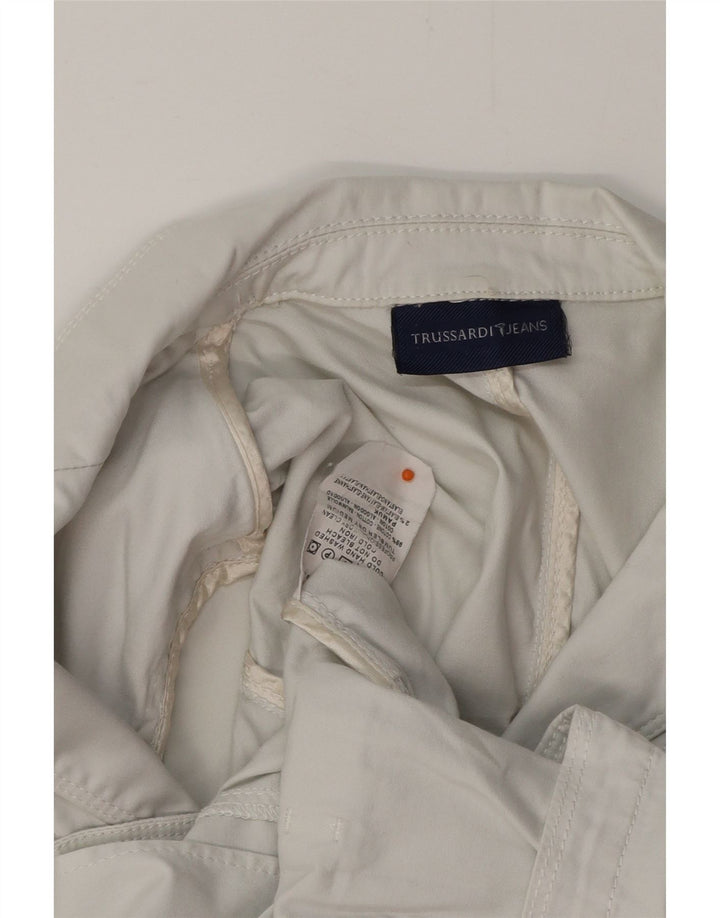 TRUSSARDI Veste Blazer 3 Boutons Femme IT 40 Petit Coton Blanc