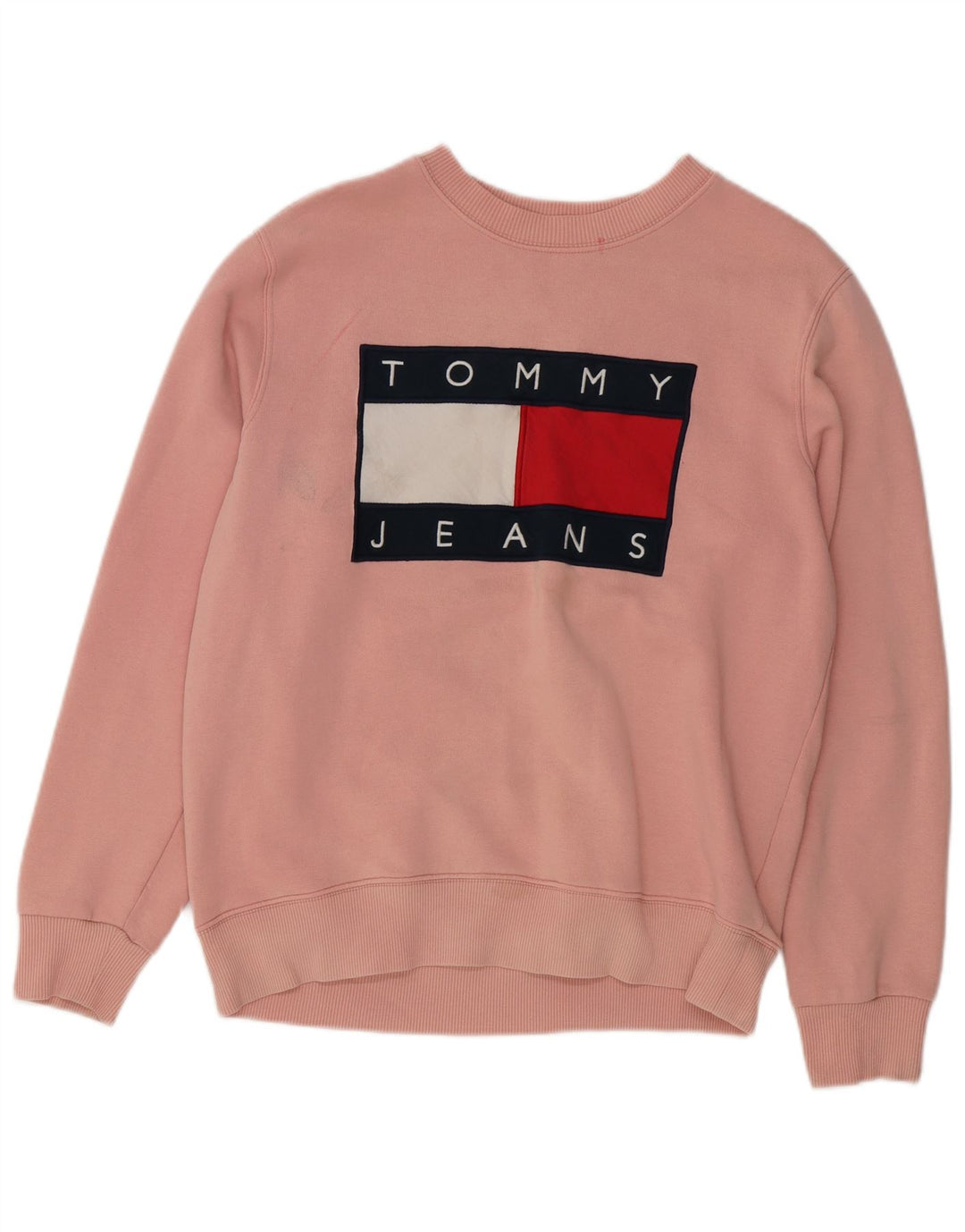 TOMMY HILFIGER Sweat-shirt graphique pour femme UK 14 Coton rose moyen