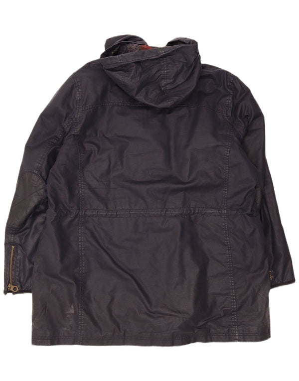 Joules Veste à capuche en coton ciré pour femme UK 20 2XL Bleu marine