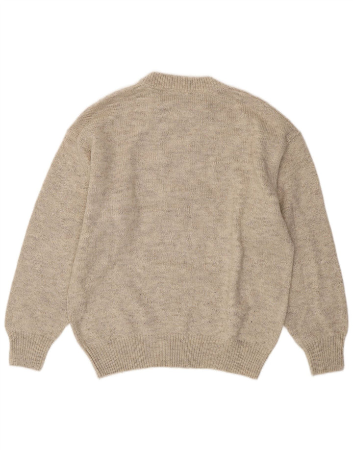 MALAGRIDA Pull à col rond pour homme, grand motif géométrique beige