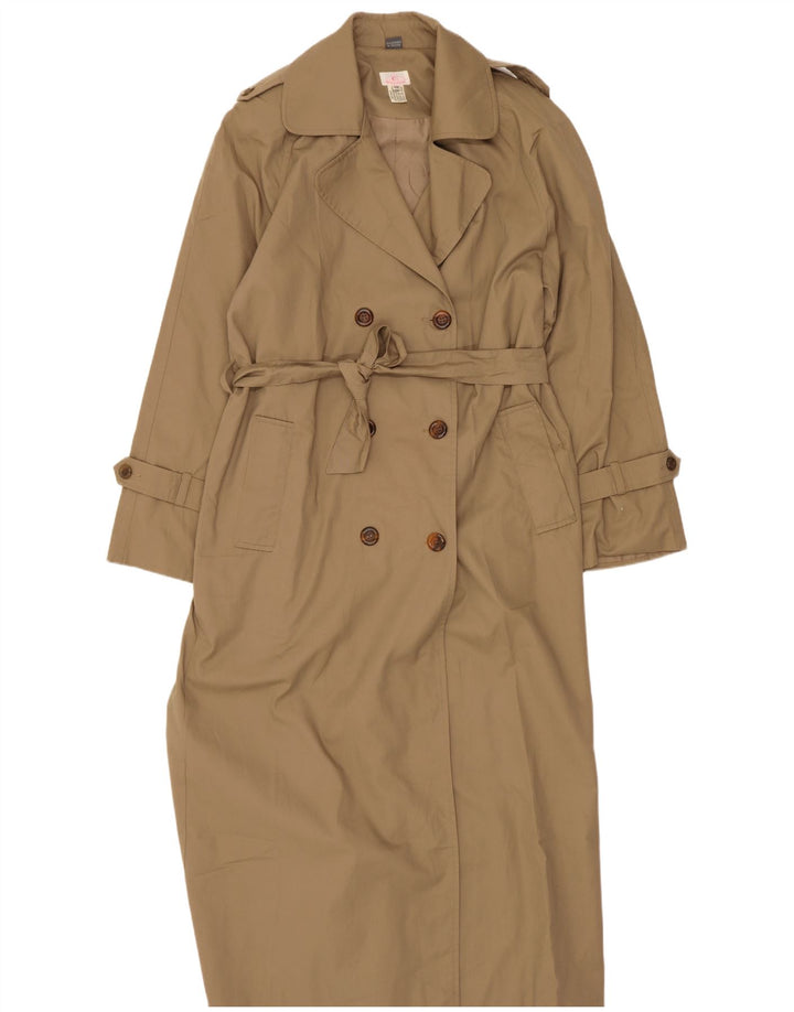 vintage Femme Longline Oversize Trench Coat IT 40 Petit Polyester Beige