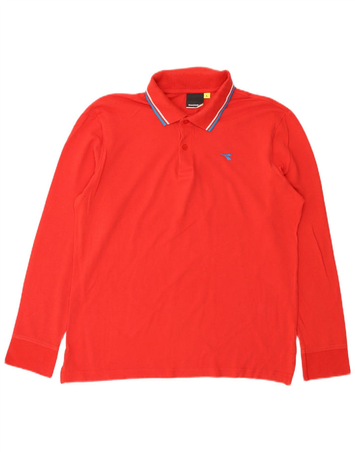 Diadora Polo à manches longues pour hommes, grand rouge