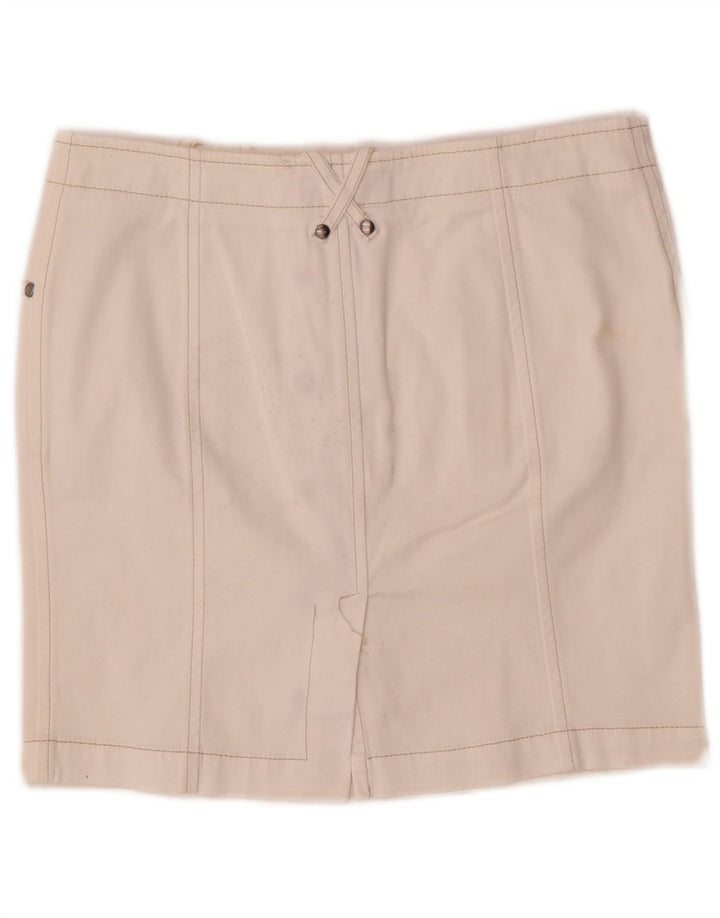 Fay Mini jupe en jean pour femme IT 42 Medium W26 Blanc Coton