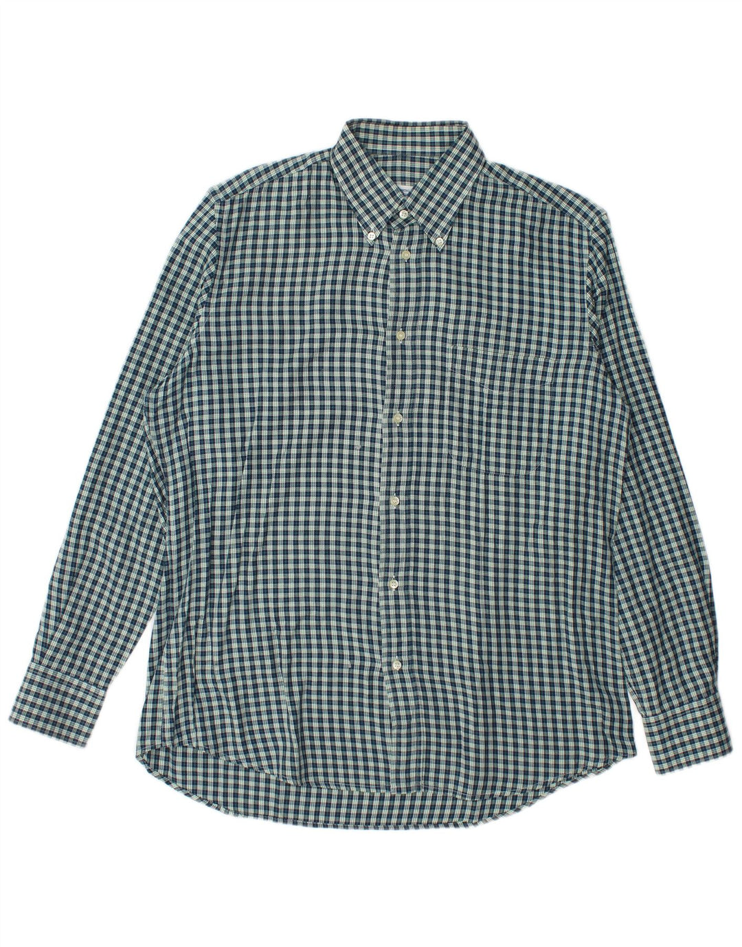 vintage Chemise Flanelle Homme Taille 40 Moyen Marine Bleu Gingham Coton
