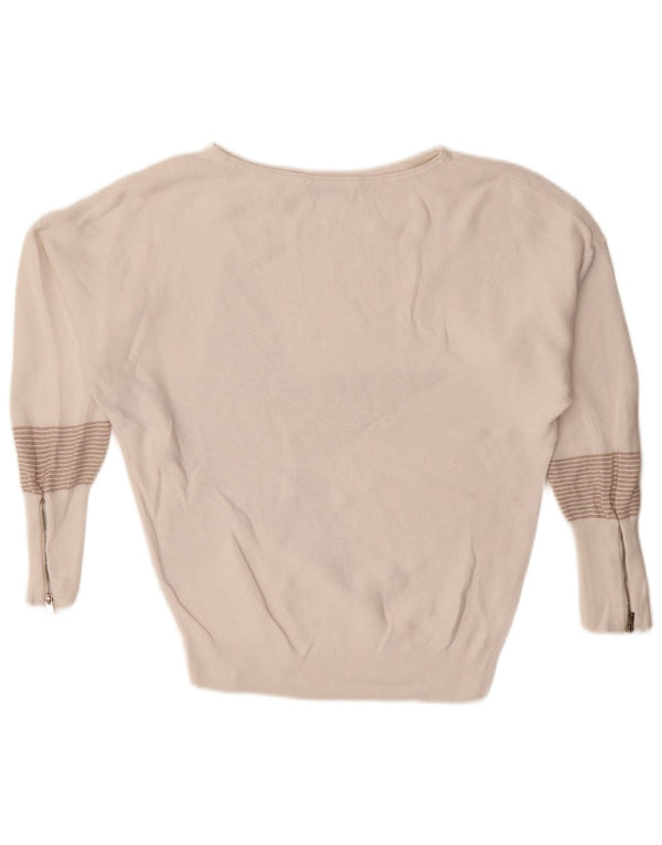 MINT VELVET Pull surdimensionné à col bateau pour femme UK 6 XS Blanc rayé