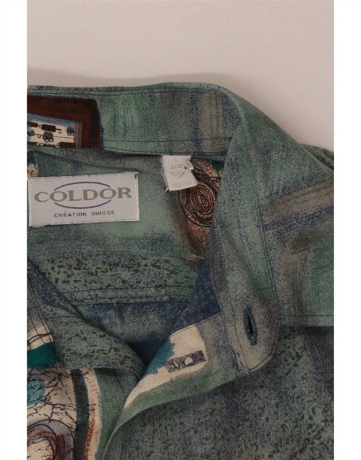 Coldor Chemise à manches courtes pour homme Taille 41/42 Grand Bleu Patchwork Viscose