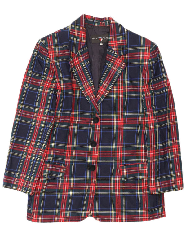 vintage Femme 3 Bouton Blazer Veste IT 44 Moyen Bleu Marine Plaid Classique