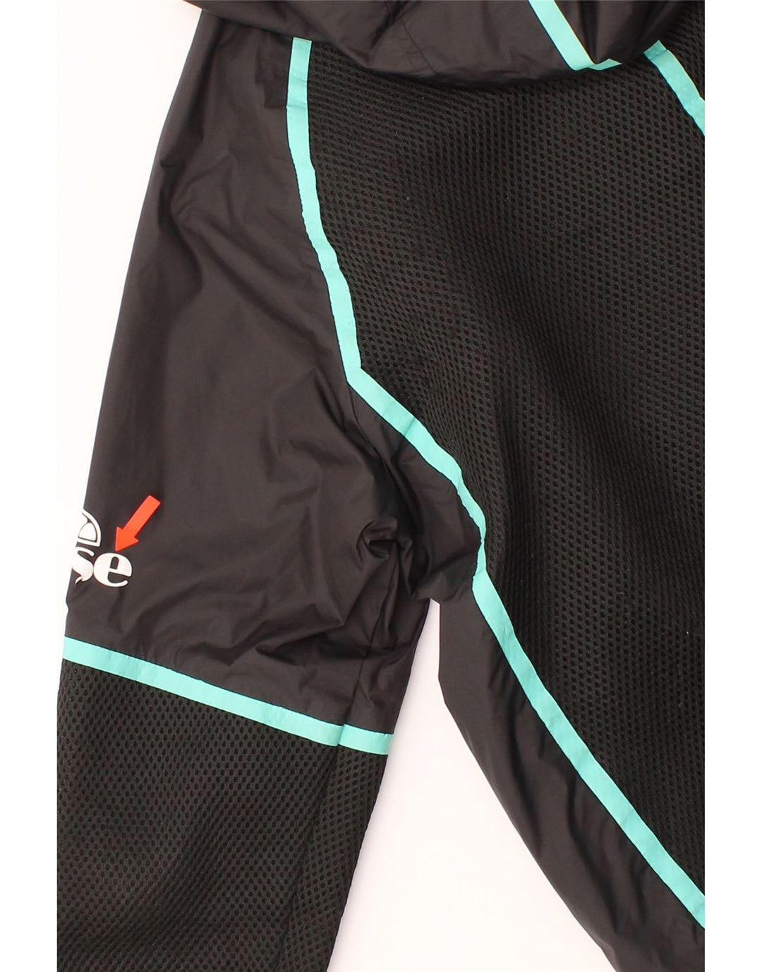 ELLESSE Womens Hooded Windbreaker Jacket UK 12 Medium  Black Colourblock Vintage Ellesse and Second-Hand Ellesse from Messina Hembry 