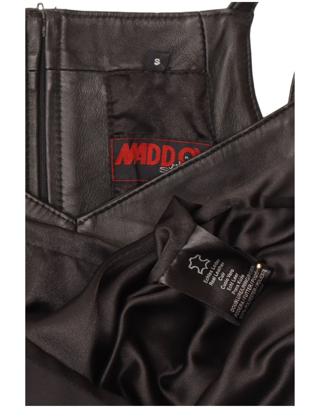 MADDOX Robe fourreau en cuir sans manches pour femme UK 10 Petit cuir noir