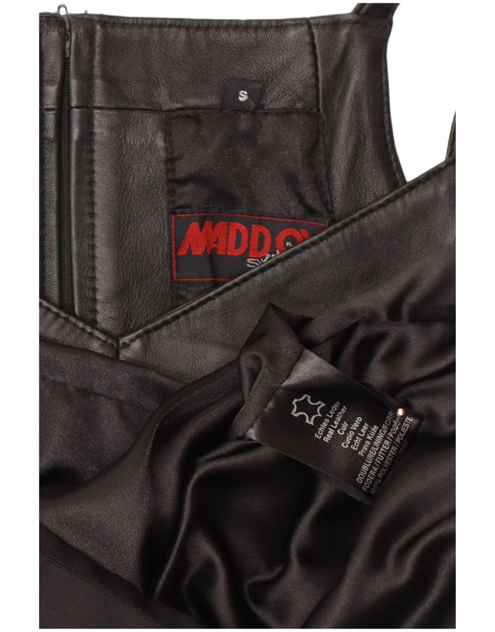 MADDOX Robe fourreau en cuir sans manches pour femme UK 10 Petit cuir noir