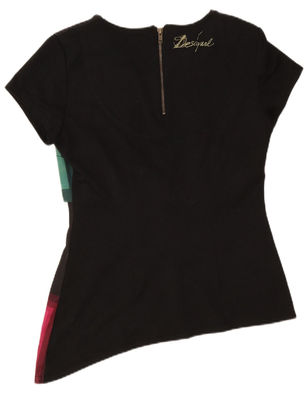 Desigual Chemisier asymétrique pour femme UK 44 Large Noir Géométrique