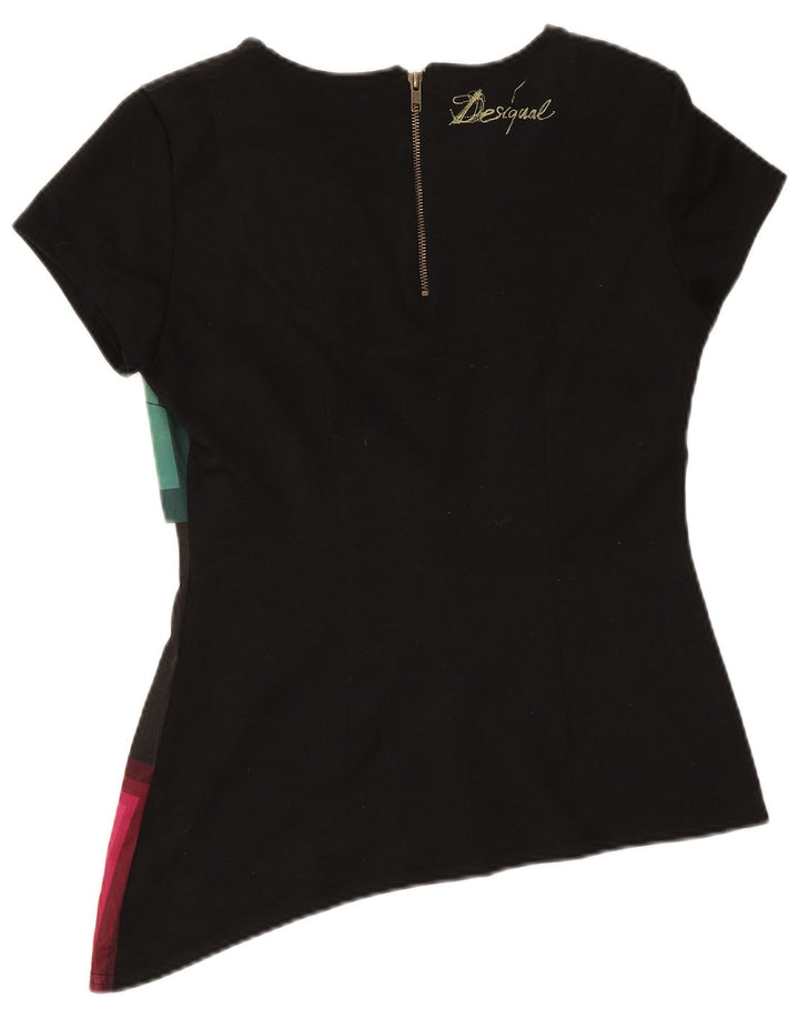 Desigual Chemisier asymétrique pour femme UK 44 Large Noir Géométrique