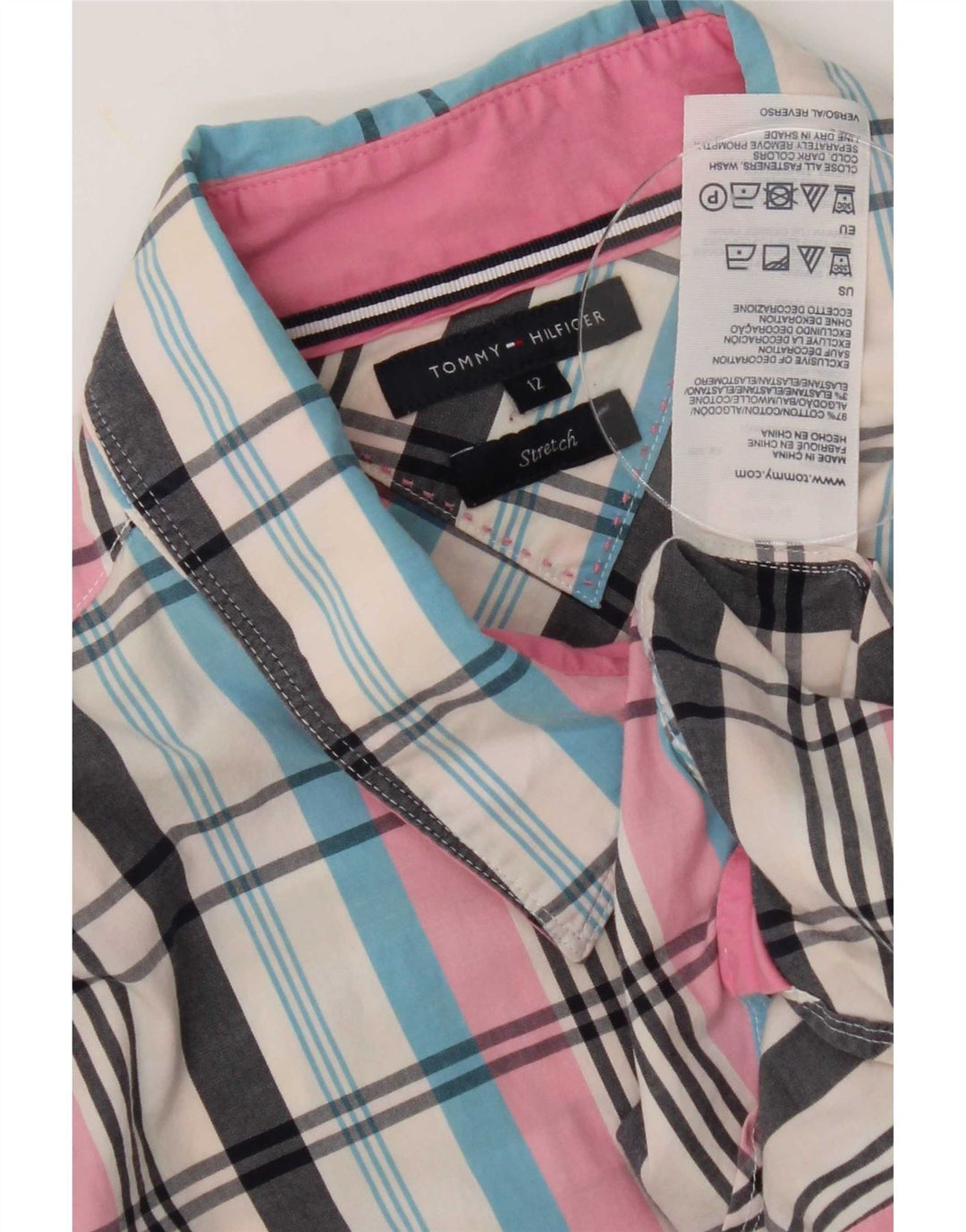 Tommy Hilfiger Chemise Femme US 12 Grand Coton à Carreaux Multicolore