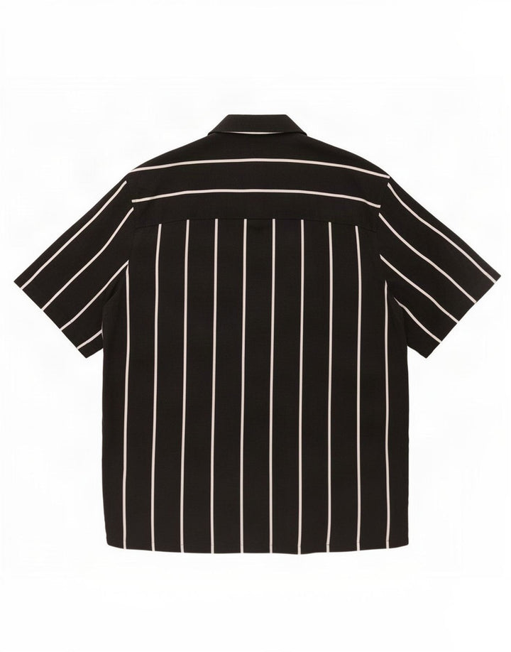 Zara Chemise À Manches Courtes Homme Grande Viscose Rayée Noire
