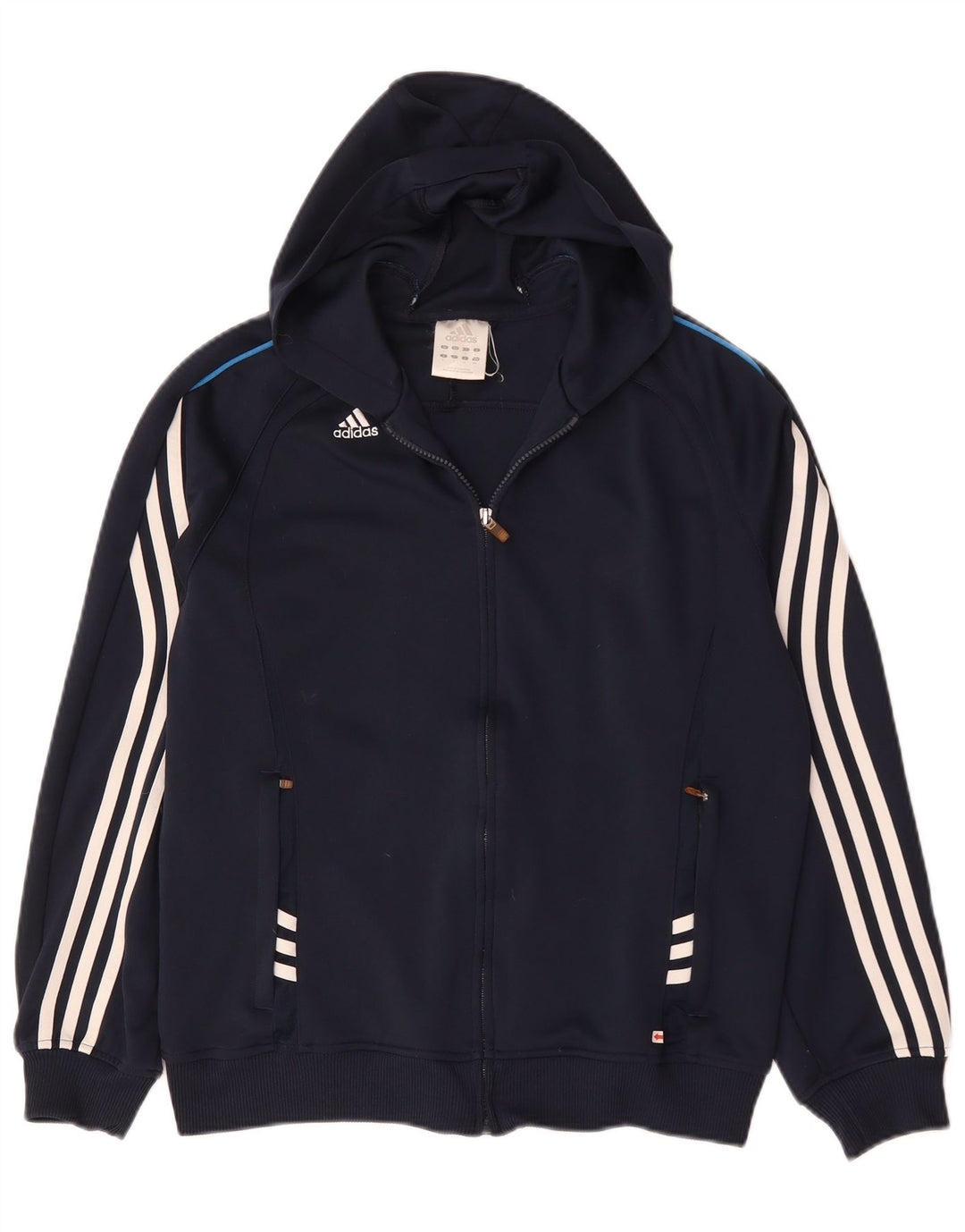 Adidas Hommes Climalite Zip Sweat À Capuche Petit Bleu Marine Polyester