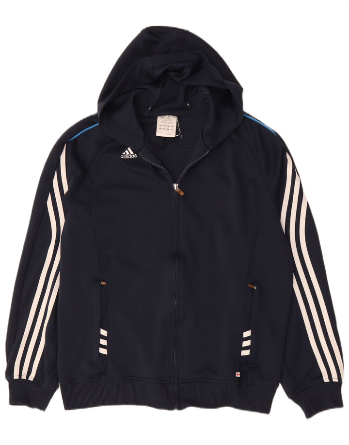 Adidas Hommes Climalite Zip Sweat À Capuche Petit Bleu Marine Polyester