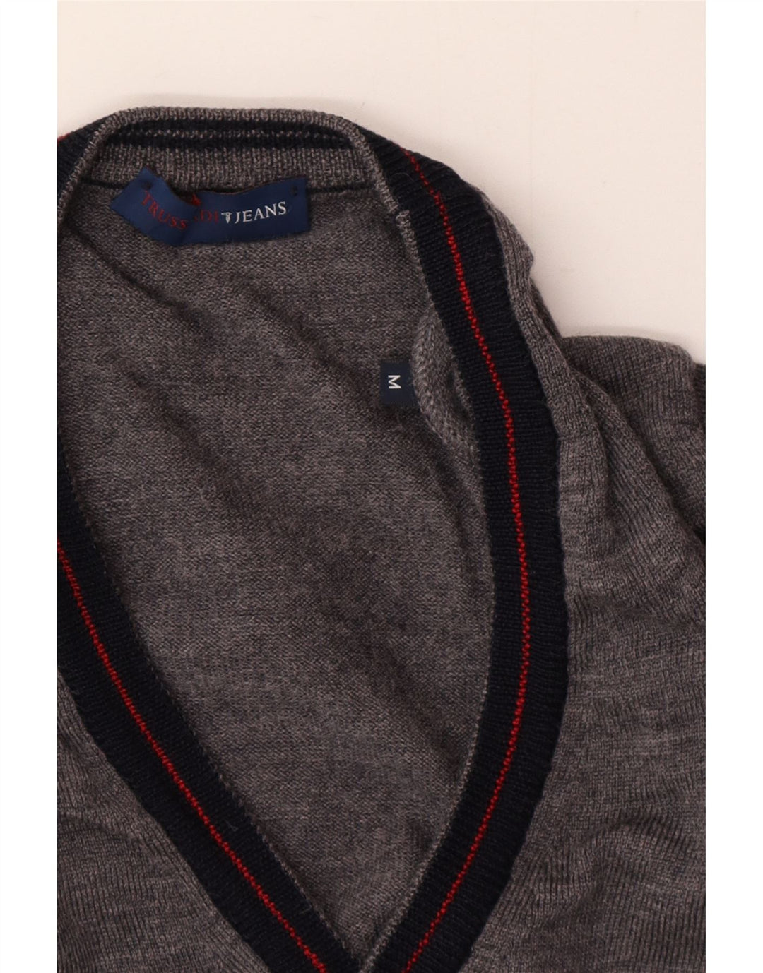 Trussardi Jeans Pull Cardigan Femme UK 14 Gris Moyen