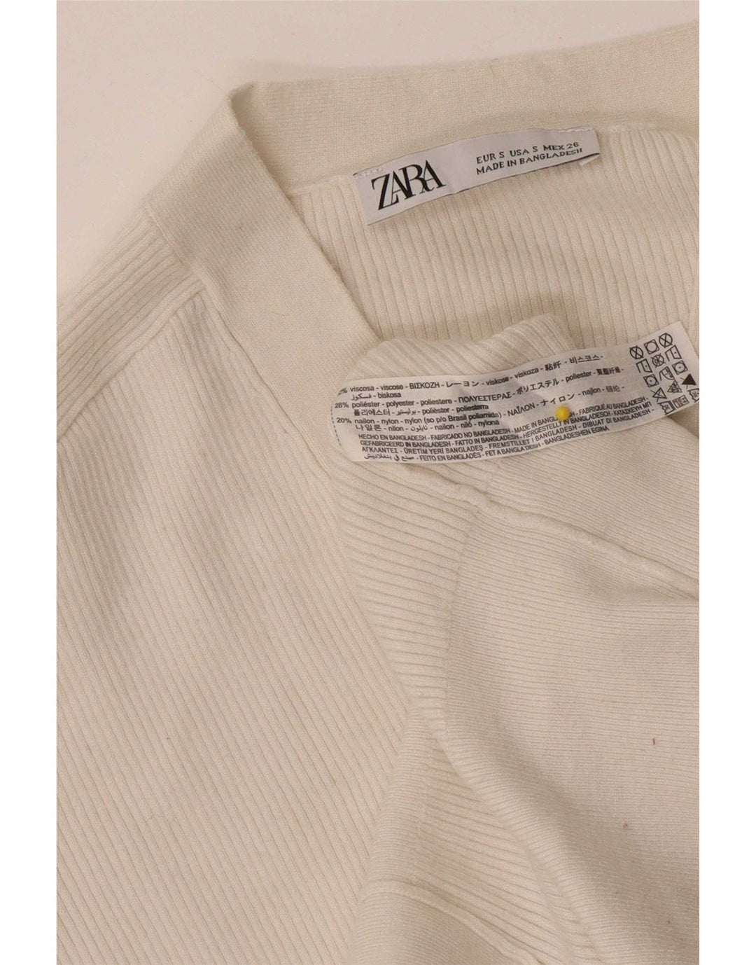 Zara Womens Crop Oversize Cardigan Pull UK 10 Petite Viscose Blanche