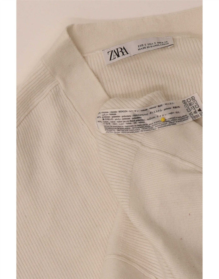 Zara Womens Crop Oversize Cardigan Pull UK 10 Petite Viscose Blanche