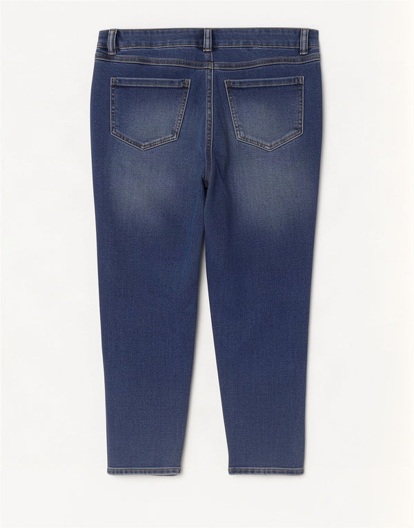 M&Co Femme Petite Jean Court UK 16 Large W36 L25 Bleu Coton