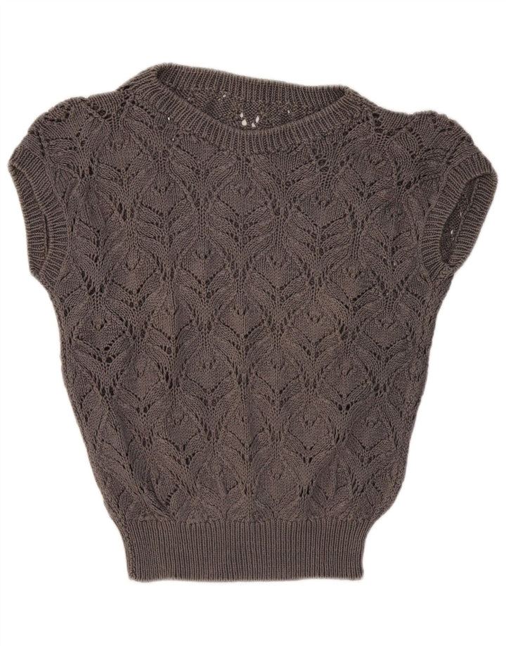 VINTAGE Femme Gilet Débardeur UK 16 Grand Gris